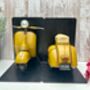Yellow Scooter Bookends Metal Shelf Decor Moped Gift, thumbnail 6 of 8