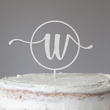 Personalised Cursive Initial Wooden Cake Topper, 3 of 4