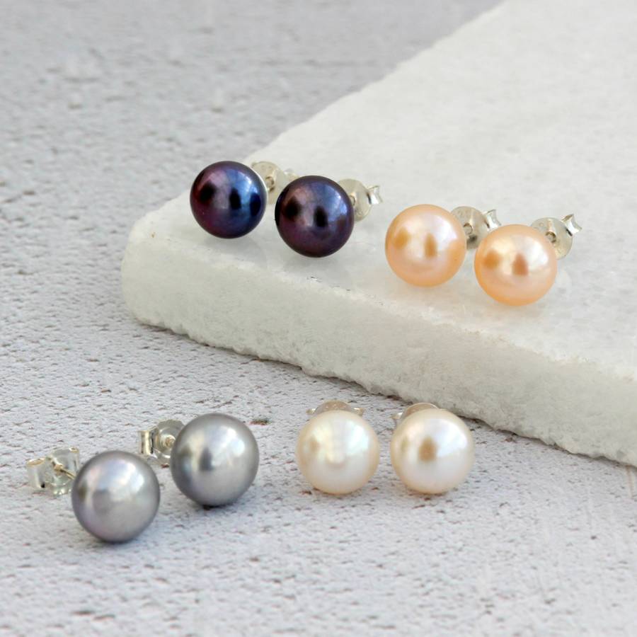 freshwater pearl stud earrings by molly & pearl | notonthehighstreet.com