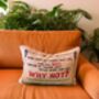 Small Jute 'Why Not?' Quote Cushion, thumbnail 1 of 3