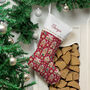 Personalised Christmas Stocking Red Gingerbread Design, thumbnail 1 of 4