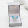 Aquamarine Apatite And Peridot Gemstone Butterfly Silver Ring, thumbnail 2 of 4