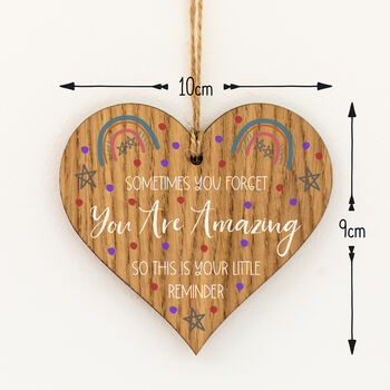 You Are Amazing Token Gift Hanging Wood Heart, 3 of 3