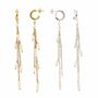 Pearl Chain Drop Hoop Earrings, thumbnail 2 of 10