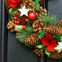 Festive Pine And Poinsettia Wreath, thumbnail 5 of 7