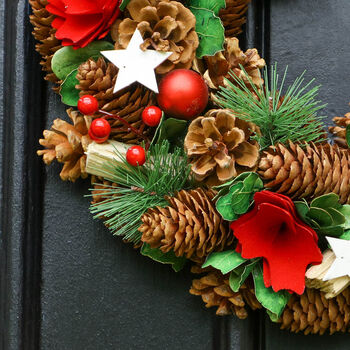 Festive Pine And Poinsettia Wreath, 5 of 7