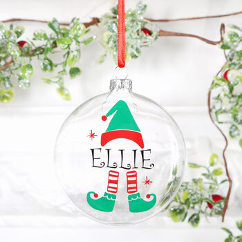 Personalised Elf Flat Christmas Tree Bauble, 2 of 5