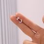 Tiny Moonstone Star And Pearl Stud Earrings, thumbnail 2 of 10