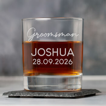 Personalised Wedding Glass Tumbler Mens Best Man Groomsman, 5 of 7
