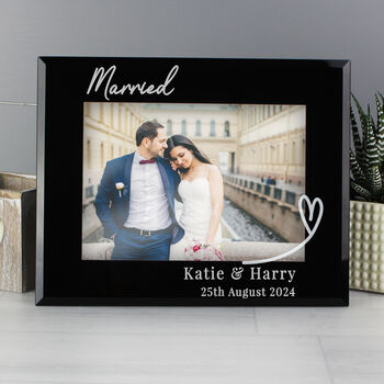 Personalised Heart Black Glass Frame 5x7, 3 of 6