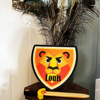Personalised Wooden Sword And Shield Toy, 3 of 3