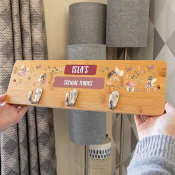 Personalised Fairy Wall Mounted Coat Hooks For Kid's Bedroom, 2 of 4