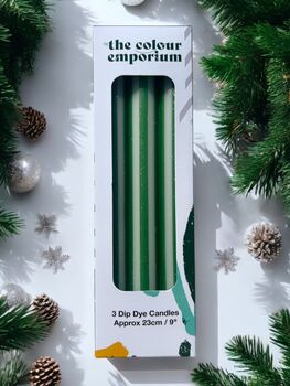 Green Glitter And White Pinstriped Candles, 4 of 4