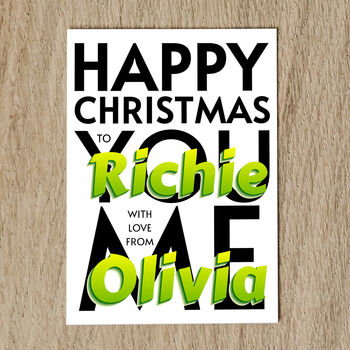 Personalised Christmas Card With Names And Message, 5 of 8