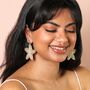 Bead And Pearl Starfish Drop Earrings In Gold, thumbnail 2 of 4