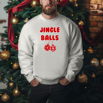 Jingle Balls Christmas Jumper In Dark Heather, 7 of 12