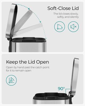 Kitchen Bin 30 L Pedal Trash Can Soft Close Lid, 6 of 9