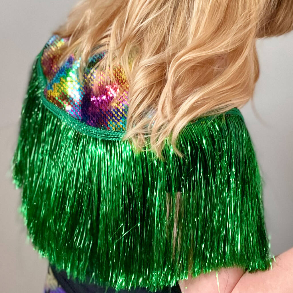 Rainbow Sequin Tinsel Trimmed Adult Cape By SoS15