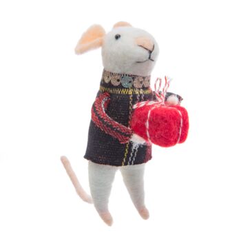 Tartan Mouse Standing Felt Decoration, 2 of 2