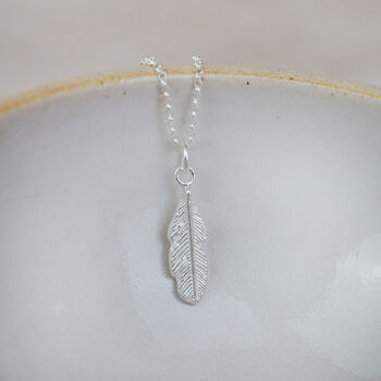 Sterling Silver Small Feather Pendant, 2 of 3