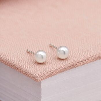 5mm Sterling Silver Pearl Stud Earrings, 2 of 7