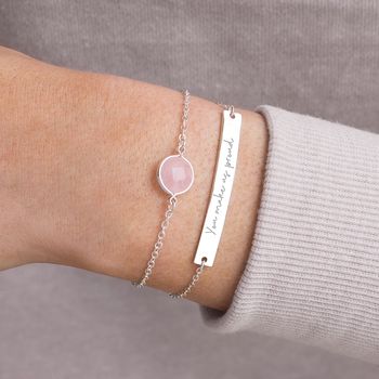 Alexa Personalised Birthstone And Bar Bracelet Set, 6 of 11