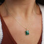 Malachite Square Pendant Necklace 9ct Gold Or Silver, thumbnail 2 of 5