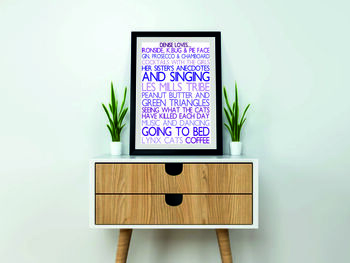 Personalised 'Favourite Things' Framed Print: Purples, 3 of 6