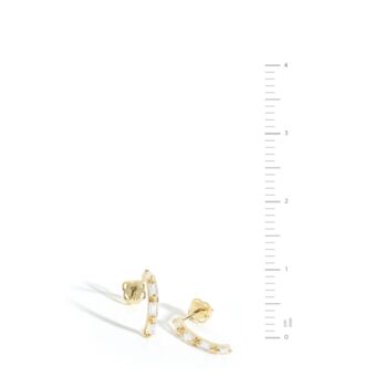 Yellow Gold Cubic Zirconia Curve Stud Earrings, 3 of 4