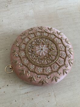 Light Pink Circular Handcrafted Clutch Bag, 4 of 7