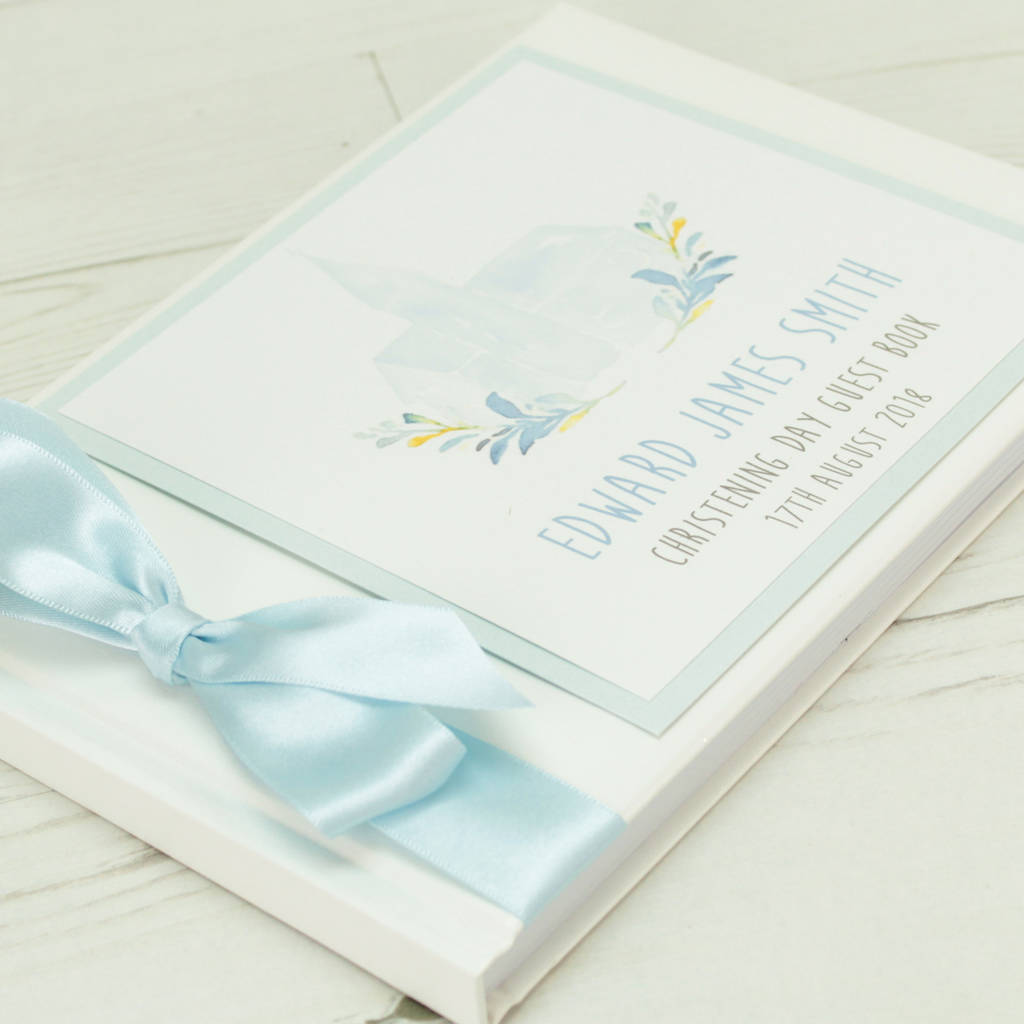 Personalised Watercolour Church Christening Guest Book By Dreams To