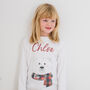 Personalised Polar Bear Kids Christmas T Shirt / Top, thumbnail 2 of 6