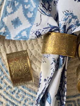 Set Of Six Table Napkin Rings Silver, Antique Gold, 7 of 11