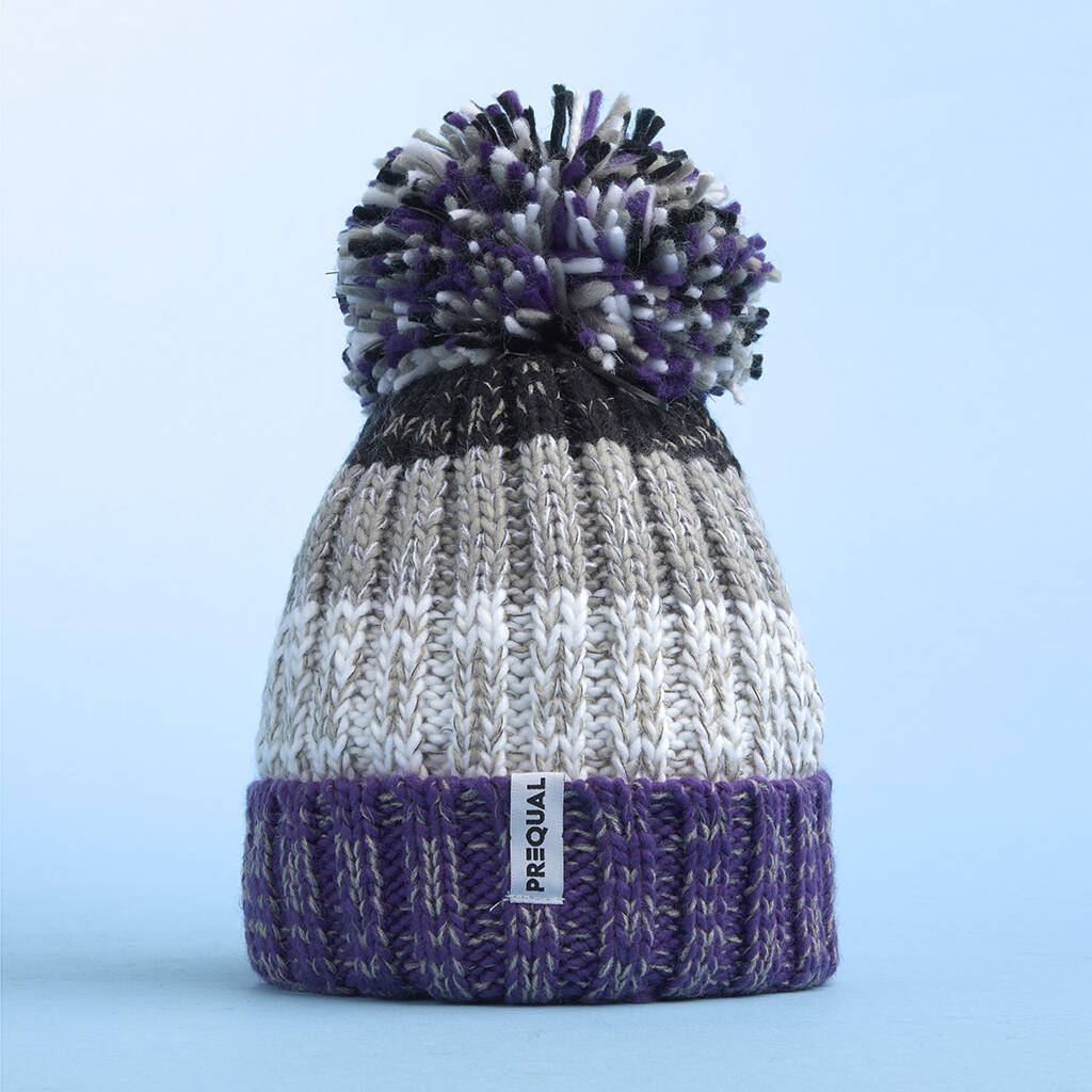 Asexual Colours Fleece Lined Reflective Bobble Hat, 1 of 2