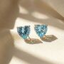 Aquamarine Heart Sterling Silver Stud Gemstone Earrings, thumbnail 1 of 5