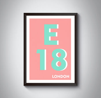 E18 Woodford London Typography Postcode Print, 9 of 10