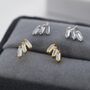 Sterling Silver Baguette Cz Trio Stud Earrings, thumbnail 7 of 12
