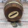 Small Wooden Whiskey Barrel Money Box, thumbnail 4 of 5