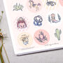 Rodeo Cowgirl Wild West Circle Sticker Sheet, thumbnail 2 of 2