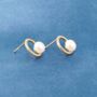 Pearl Halo Earrings 18k Gold, thumbnail 3 of 7