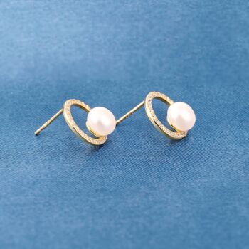 Pearl Halo Earrings 18k Gold, 3 of 7