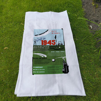 Golf Towel Birthday Gift Personalised For Birth Year, 2 of 5