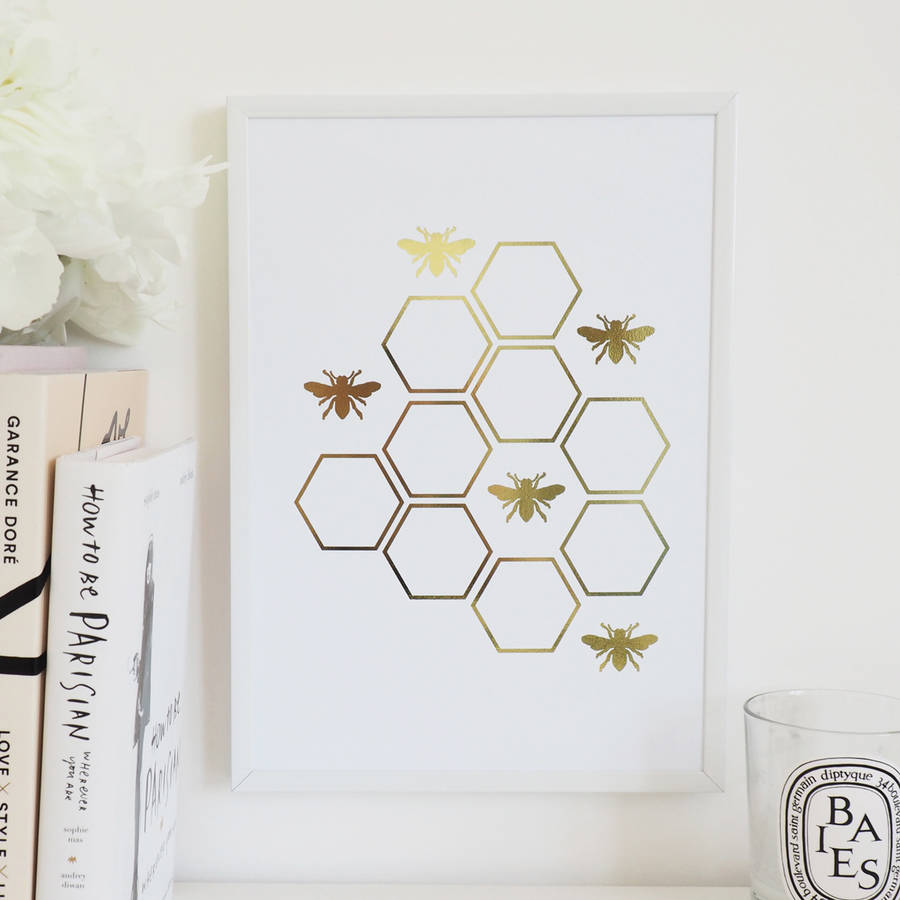 Honey Bee Foil Wall Art Print By Lily Rose Co Notonthehighstreet Com