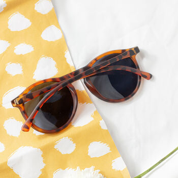 Matte Tortoise Shell Classic Round Sunglasses, 2 of 4