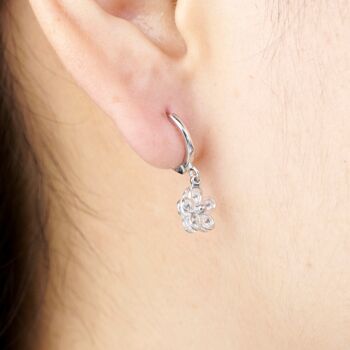 Hanging Butterfly Hoop Earrings Silver, 4 of 7