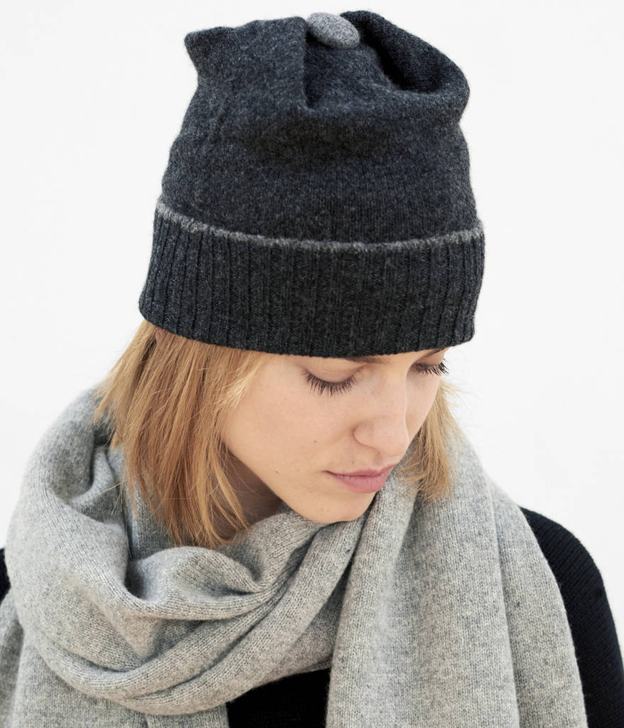 Knitted Lambswool Hat By Rose Brown