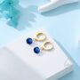 Dangle Sapphire Blue Cz Huggie Hoop Earrings, thumbnail 4 of 11