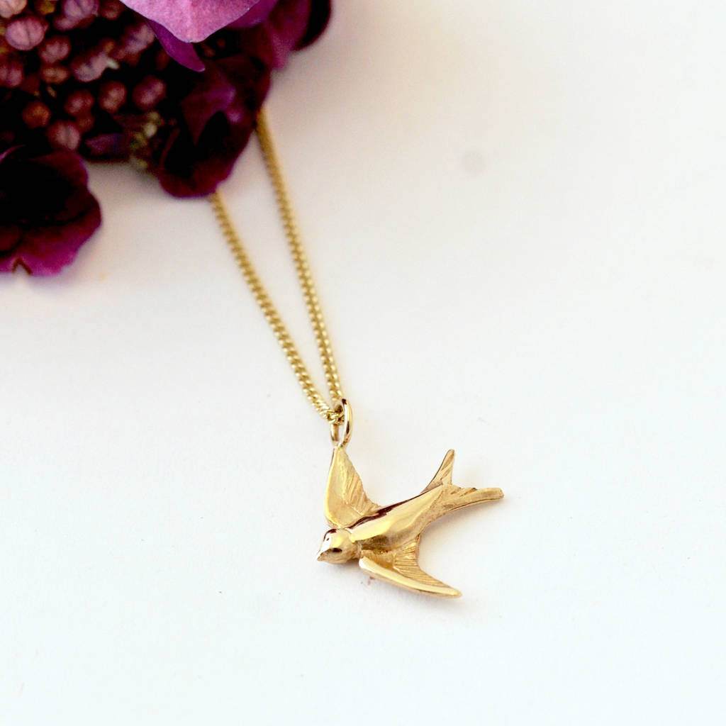 gold swallow necklace by heather scott jewellery | notonthehighstreet.com