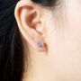Pink Zircon Stone Heart Stud Earrings, Minimalistic Studs, thumbnail 2 of 7