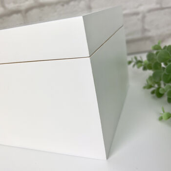 Personalised White Wooden Wreath Memory Box For Bereavement And Sympathy Keepsake Gift, 8 of 9